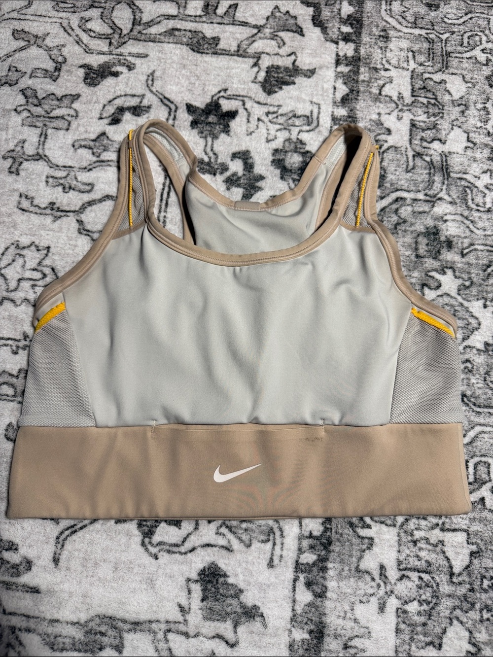 Nike Women's Beige, Light Gray & Yellow Trim Performance Sports Bra